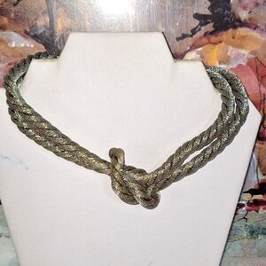 A Talbots Women's Statement Necklace Metallic Knotted Layered Choker